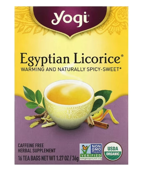 Chá  Alcaçuz Egípcio, Sem Cafeína, 16 Saquinhos, 32g, Yogi