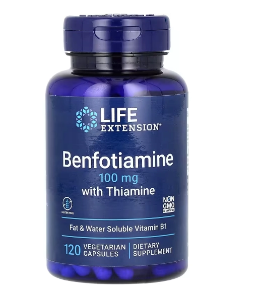 Benfotiamina com Tiamina, 100mg, 120 Cápsulas, Life Extension