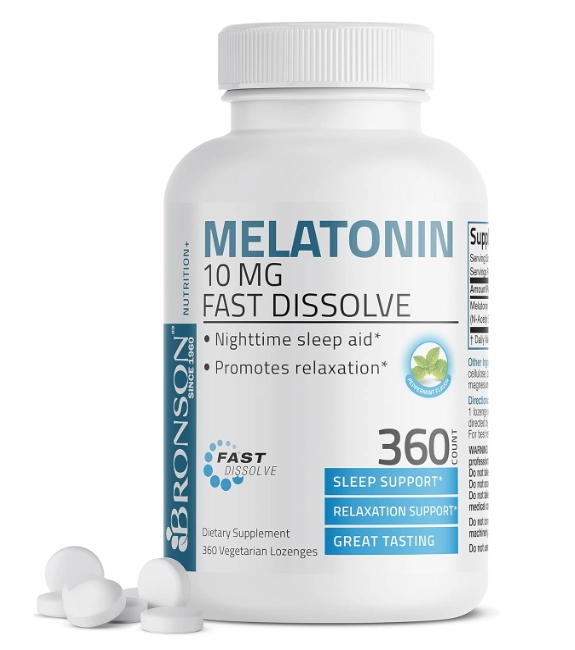 Melatonina 10mg, 360 Comprimidos sublinguais Sabor Hortelã, Bronson