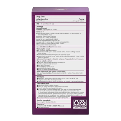 Rogaine para crescimento capilar feminino, Minoxidil 2%, Kit Para 3 Meses, 60ml Cada