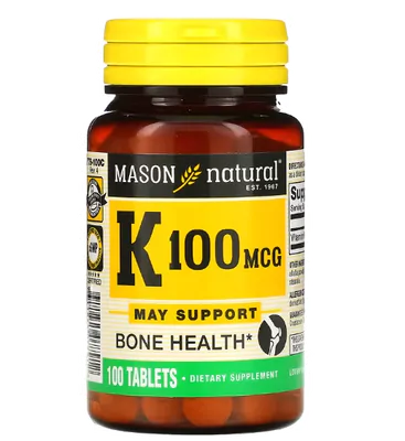 Vitamina K, 100mcg, 100 comprimidos, Mason Natural