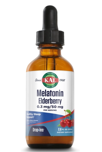 Melatonina 0.3mg com Cherry Elderberry 50mg, 59ml, Kal