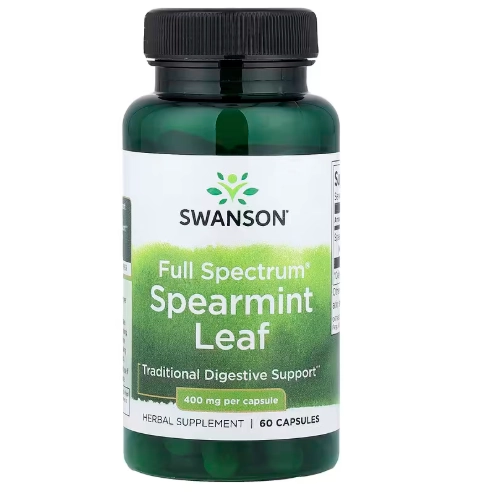 Spearmint Leaf 400mg,  Folha de Hortelã Full Spectrum, 60 Cápsulas, Swanson