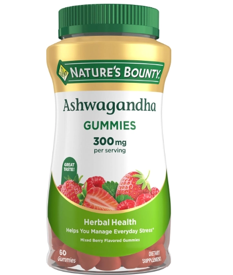 Ashwagandha 300mg, KSM-66, 60 Gomas Sabor Mix de Frutas Vermelhas, Nature's Bounty