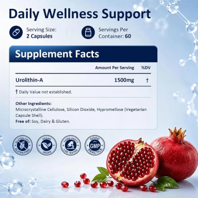 Urolitina A, Complexo 6 em 1, 1.500mg, 120 Cápsulas, PhytoVital
