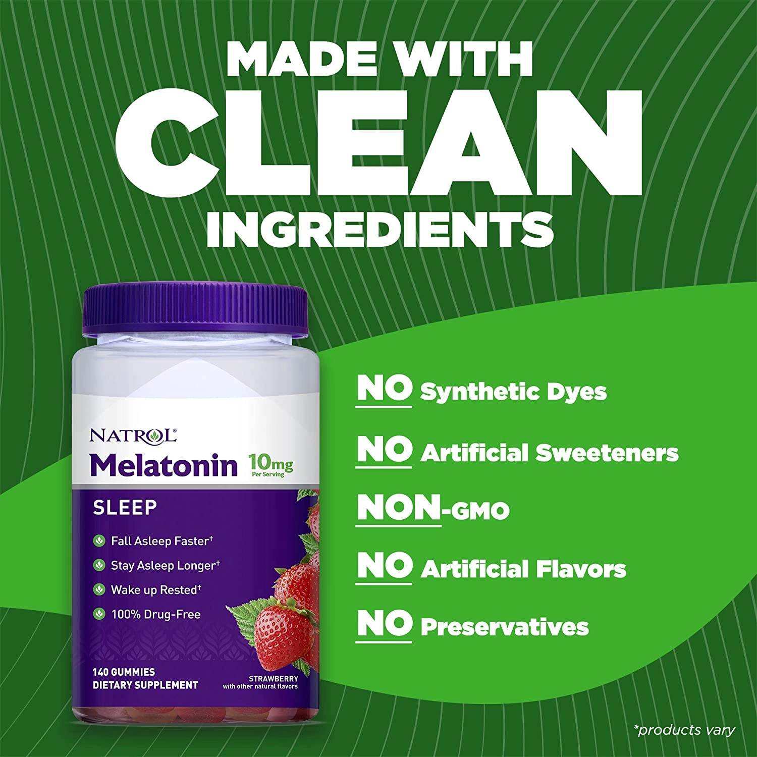 Melatonina 10mg, 140 Gomas, Sabor Morango, Natrol