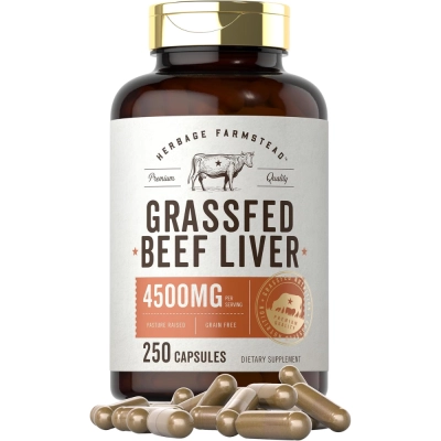 Grass Fed Beef Liver, 4500mg, 250 Cápsulas, Carlyle