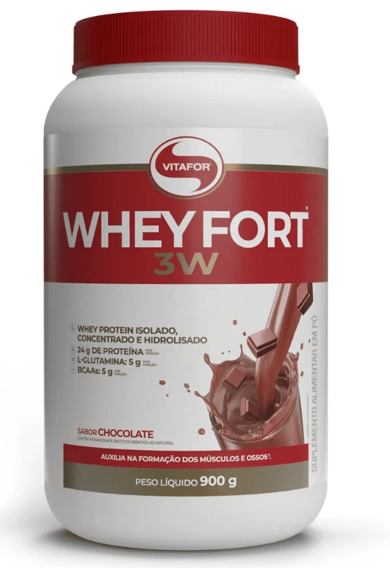 Whey Fort 3w, Sabor Chocolate, 900g, Vitafor