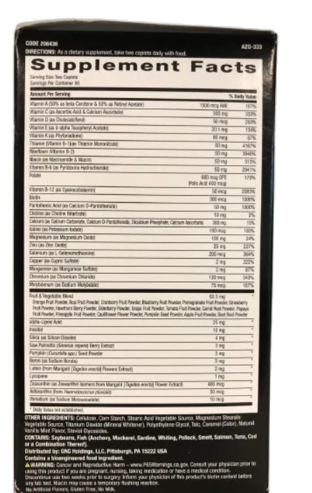 Multivitamínico Mega Men, 180 Cápsulas Time Release, GNC