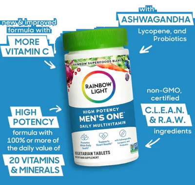 Multivitamínico One Homens, Com Vitamina C, D e Zinco, 60 Comprimidos, Rainbow Light