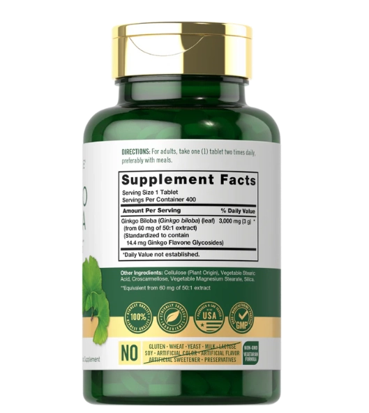 Ginkgo Biloba, 3000mg, 400 Comprimidos, Carlyle