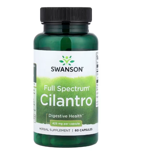 Cilantro 425mg, Coentro Full Spectrum, 60 Cápsulas, Swanson