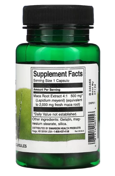 Maca, 500 mg, 60 Cápsulas, Swanson
