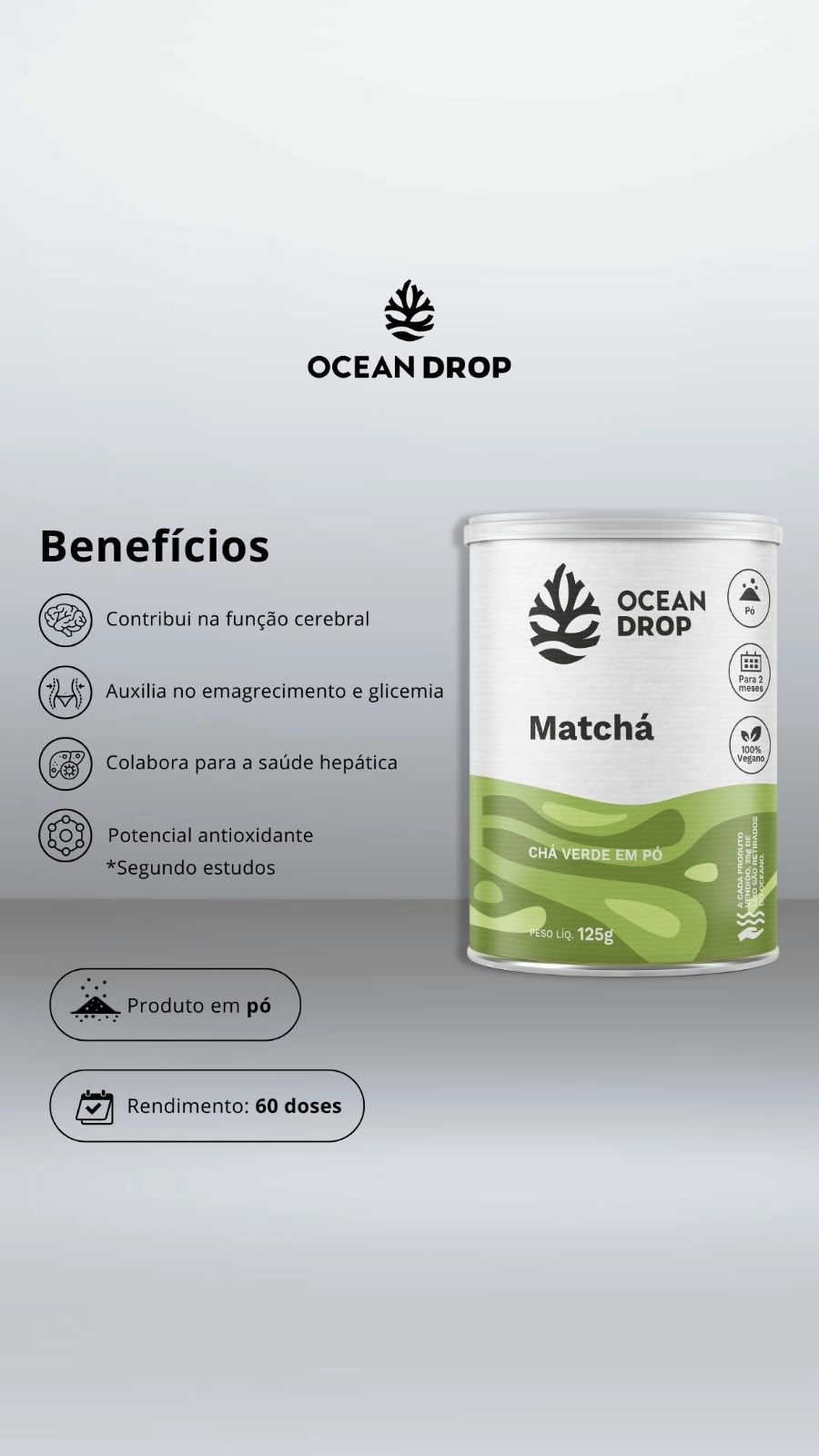Matchá em Pó, 125g, Ocean Drop