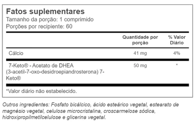 7-Keto DHEA 50mg, 60 comprimidos, Vitacost