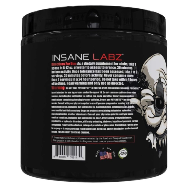 Pré Treino Psychotic Black, Sabor Watermelon, 220g, Insane Labz