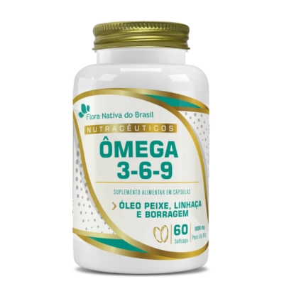 Ômega 3-6-9, Óleo de Peixe, Óleo de Linhaça e Óleo de Borragem, 60 Cápsulas, Flora Nativa