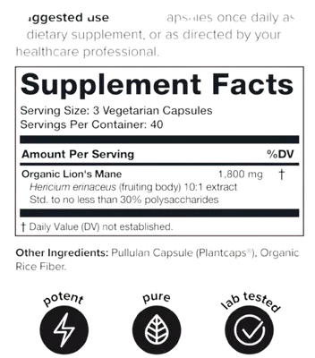 Lion's Mane, Juba de Leão, 120 Cápsulas, Toniiq