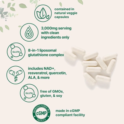 Complexo de Glutationa Lipossomal, 3000mg, Suporte Antioxidante e Desintoxicação, 120 Cápsulas, Micro Ingredients