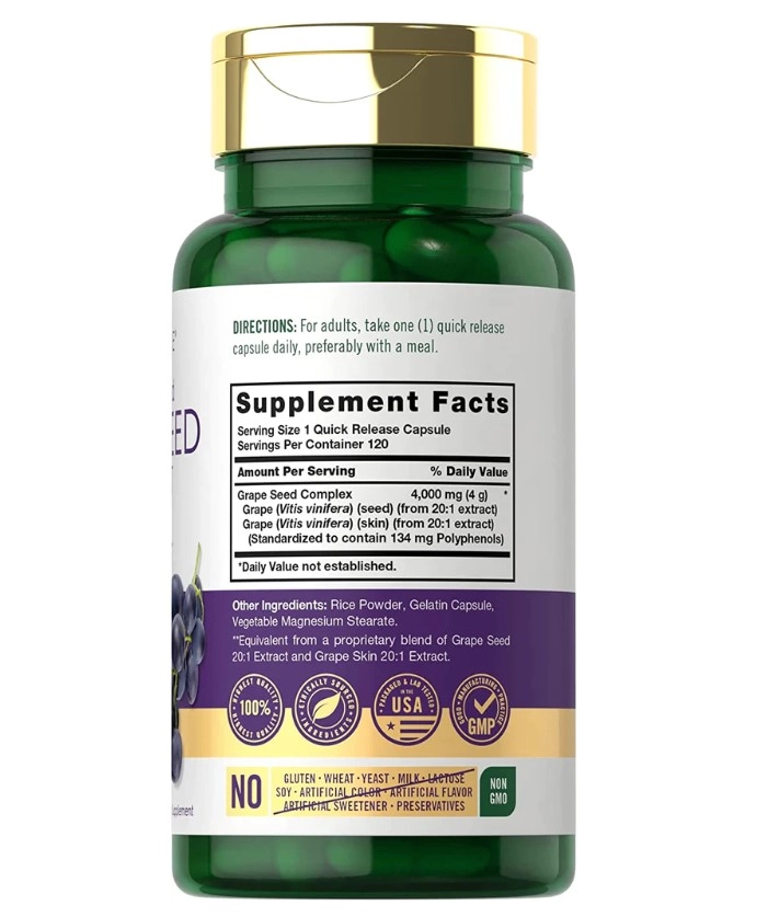 Grape Seed Extract, 4.000mg, 120 cápsulas, Carlyle
