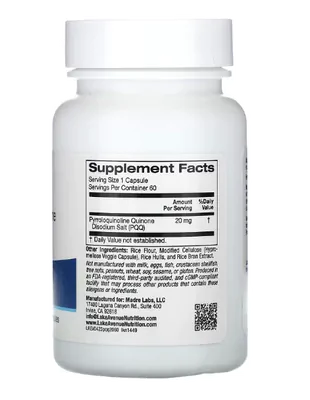 PQQ, 20mg, 60 Cápsulas, Lake Avenue Nutrition