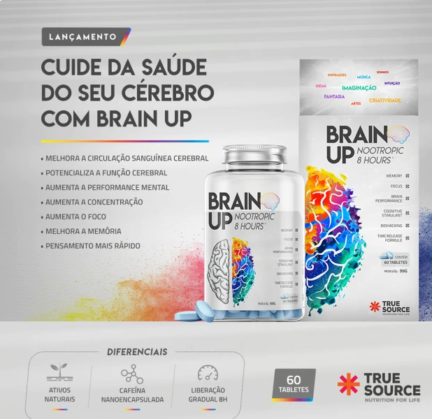Nootrópico Brain Up, 60 tabletes, True Source