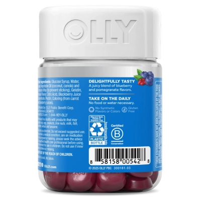 Glowing Skin, Suplemento para Hidratação da Pele, 50 Gomas, Sabor Frutas Silvestres, OLLY