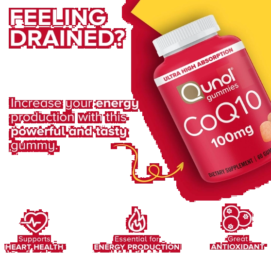 Coenzima CoQ10 100mg,60 Gomas Sabor Laranja, Qunol 
