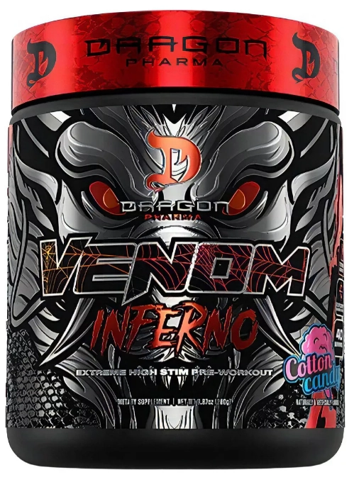 Pré treino, Venom Inferno, 280g, Sabor Algodão doce, Dragon Pharma
