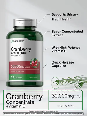 Cranberry concentrado, 30,000mg, 150 cápsulas, Horbaach