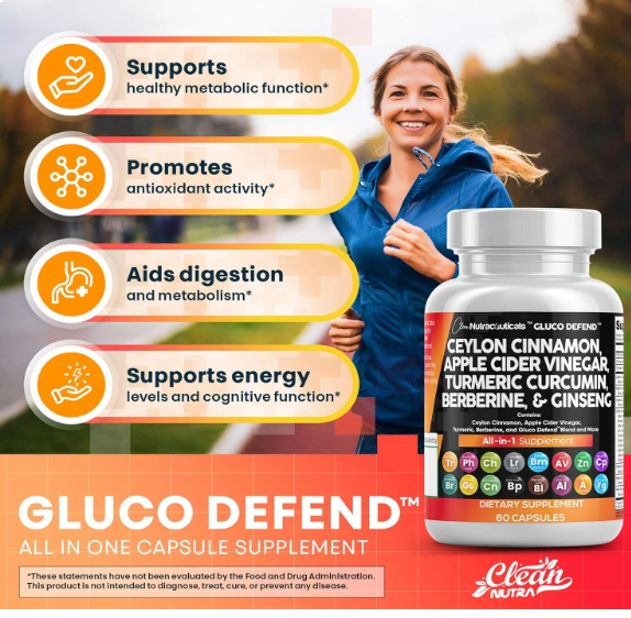 Ceylon Cinnamon com Cúrcuma, Apple Cider Vinegar, Ginseng, Bitter Melon e Berberine, 60 Cápsulas, Clean Nutraceuticals