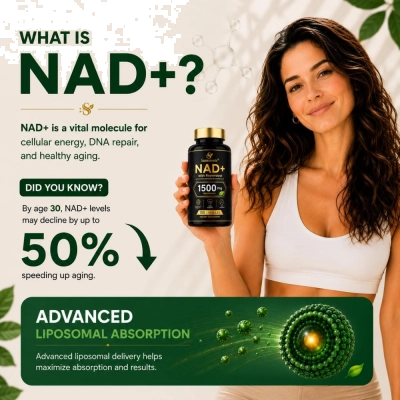 NAD+ Supplement 1500mg com Resveratrol, 150 Cápsulas, Sannorentr