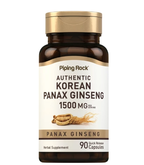 Ginseng coreano, Ginseng Panax 1500mg, 90 Cápsulas, PipingRock