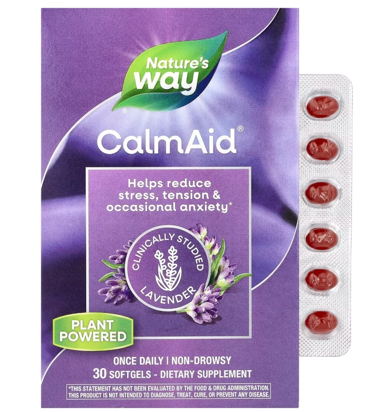 CalmAid,  Óleo de Lavanda Clinicamente Estudado 80mg, 30 Cápsulas, Nature's Way