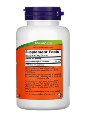 Ginger Root, 550mg, 100 Cápsulas, Now