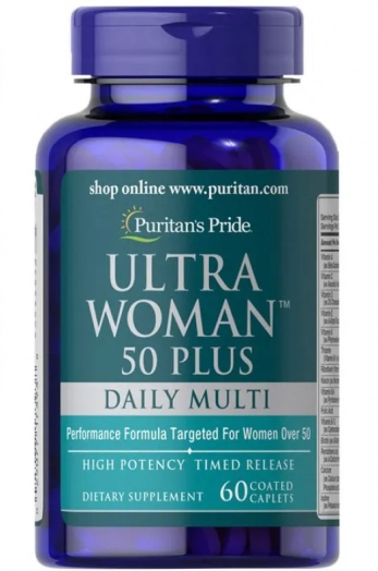 Multivitamínico Ultra Feminino 50+ Plus, 60 Cápsulas, Puritans Pride