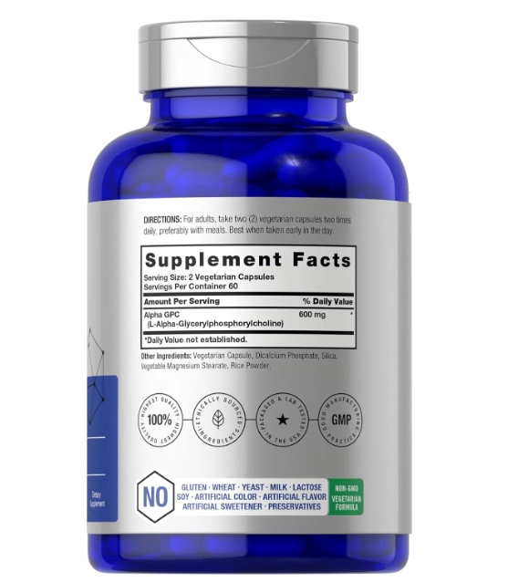 Alpha GPC 600mg, 120 Cápsulas, Horbaach