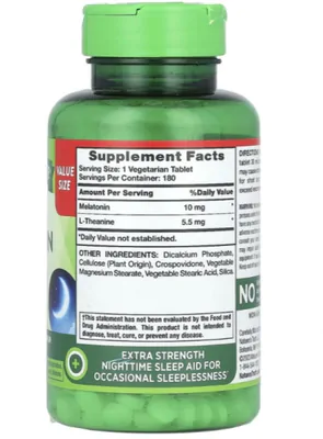 Melatonina 10mg Com L-Theanine, 180 Capsulas, Nature's Truth