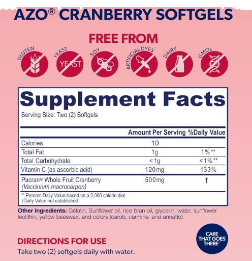 AZO Cranberry, Saúde do Trato Urinário, 100 Cápsulas, Helps Cleanse & Protect