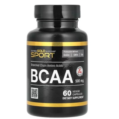 BCAA 500mg, Aminoácidos de Cadeia Ramificada AjiPure, 60 Cápsulas, California Gold Nutrition