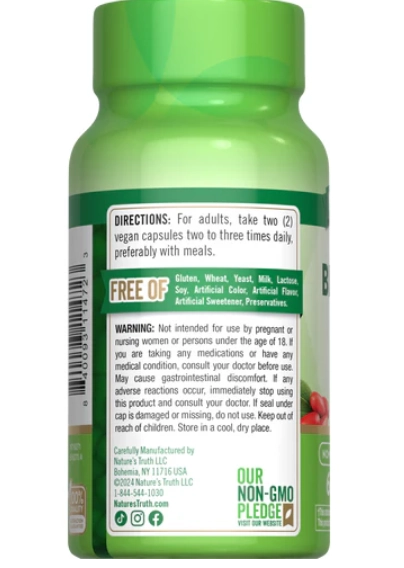 Berberina HCI 500mg, 60 Cápsulas, Nature's Truth