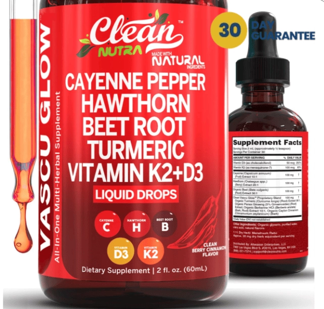 Cayenne Pepper Drops com Cúrcuma, Berberina e Vitamina D2 K3, 60ml, Clean Nutra