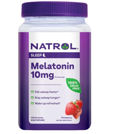 Melatonina 10mg, 140 Gomas, Sabor Morango, Natrol