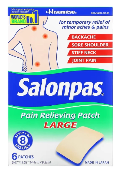 Adesivo para alívio da dor, Grande, 6 adesivos, Salonpas