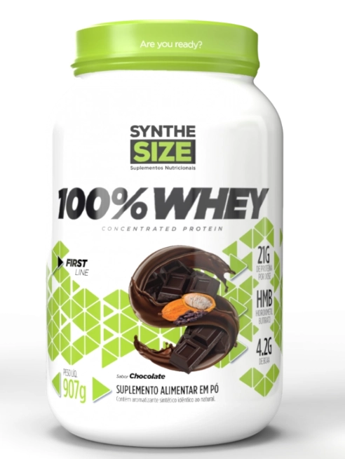 100% Whey Concentrade Protein, 907g Sabor Chocolate, Synthe Size