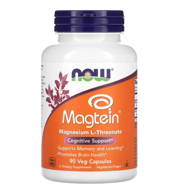 Magtein (Magnesium L- Threonate), 90 Cápsulas, Now