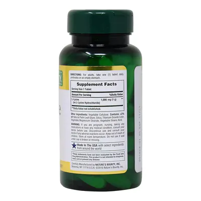 L-Lysine, 1000 mg, 60 Comprimidos, Nature's Bounty
