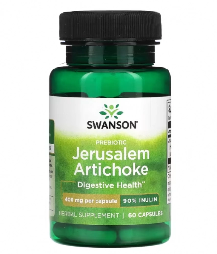 Prebiótico Alcachofra de Jerusalém 400mg, 60 Cápsulas, Swanson