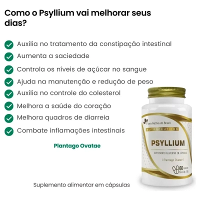 Psyllium , Fibras Naturais, 90 Cápsulas, Flora Nativa