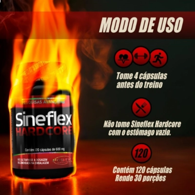 Sineflex Hardcore, 600mg, 120 Cápsulas, Power Supplements